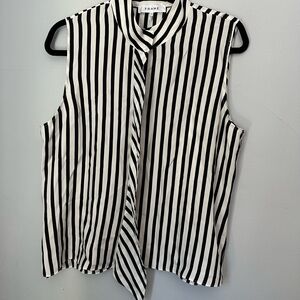 Frame 100% silk Black and White Striped Sleeveless Top